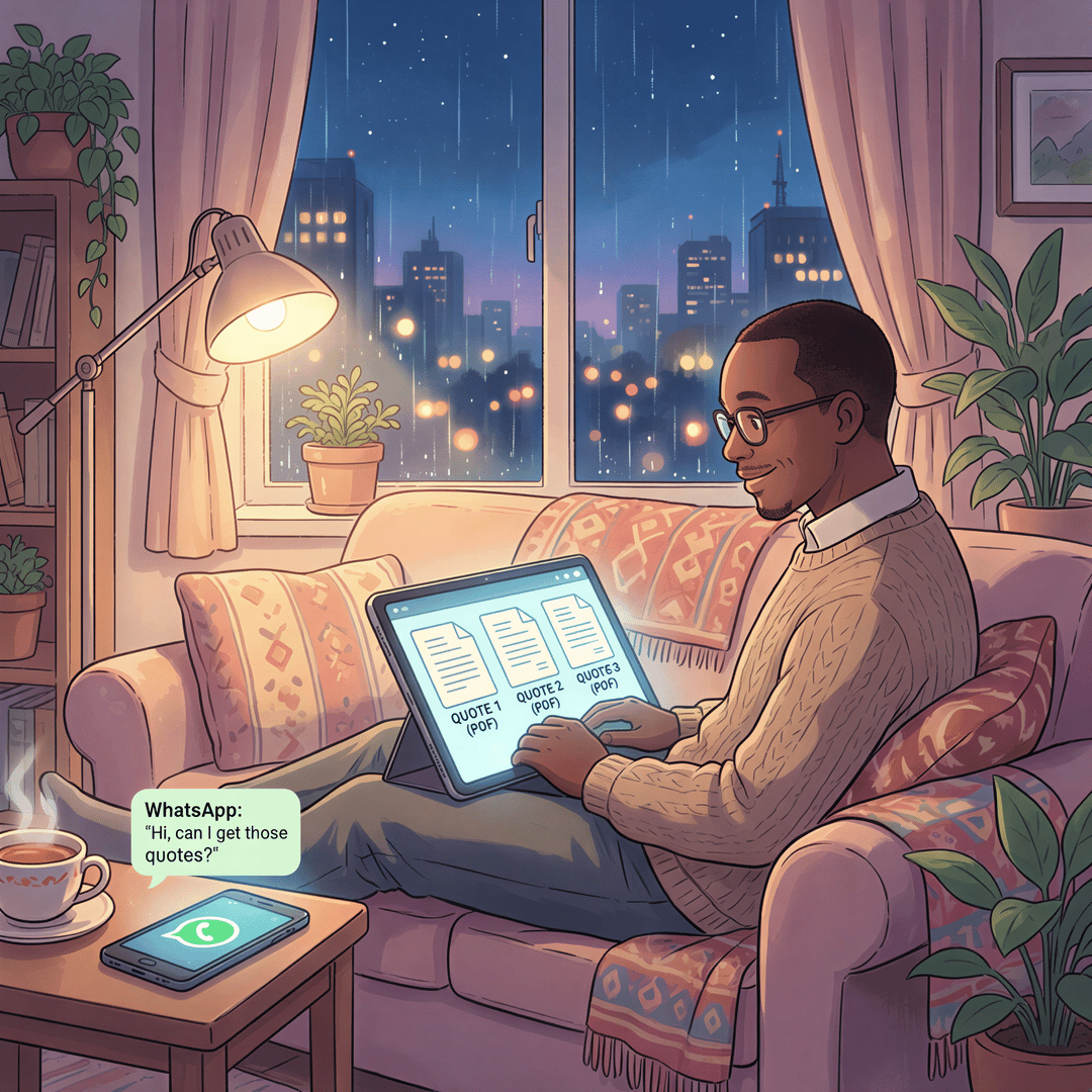 Kenyan broker overwhelmed by multiple quotes at night