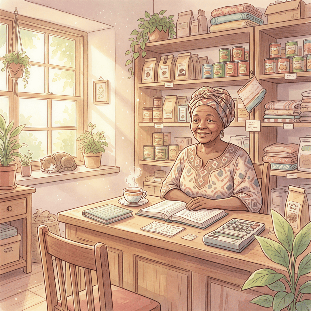 Retail shop owner reviewing inventory value and insurance coverage