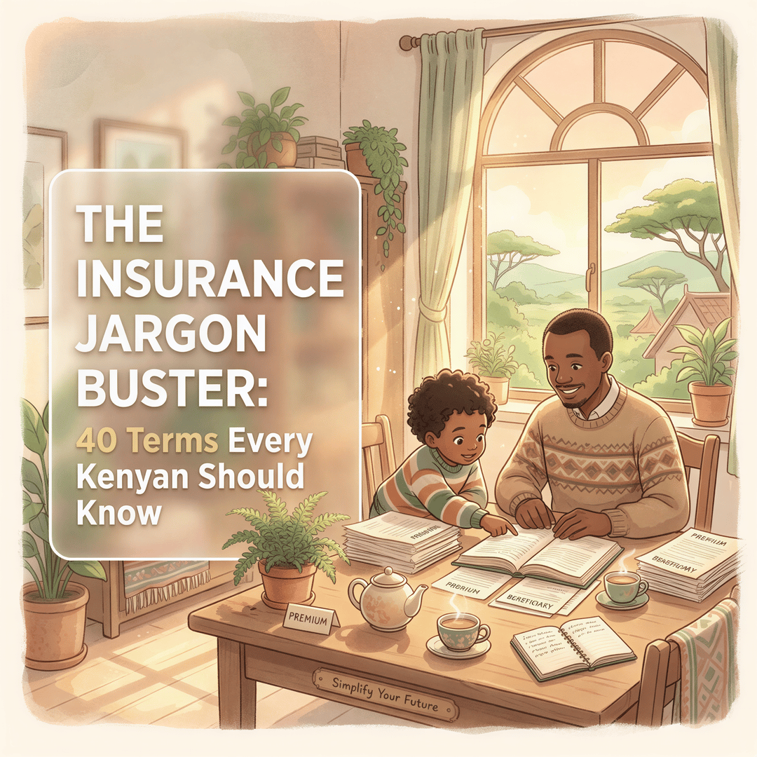 Jargon-busting Kenyan insurance guide banner with friendly visuals