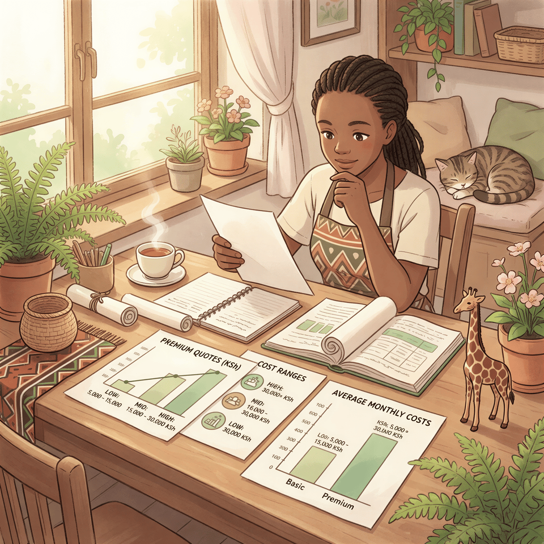 Kenyan cyber insurance cost ranges with currency visuals (KSh)