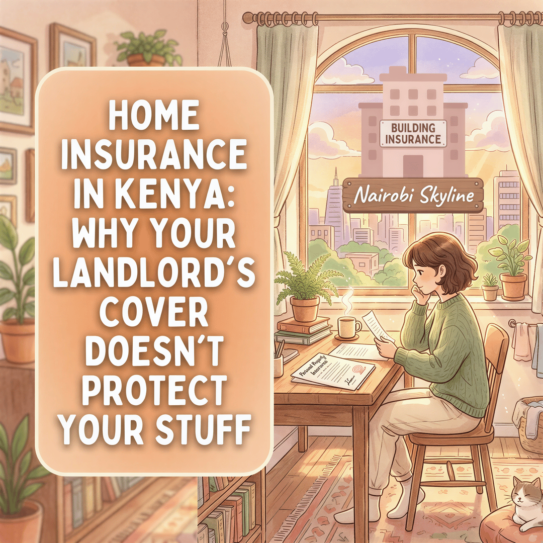 Kenyan tenant home insurance banner showing landlord vs contents protection