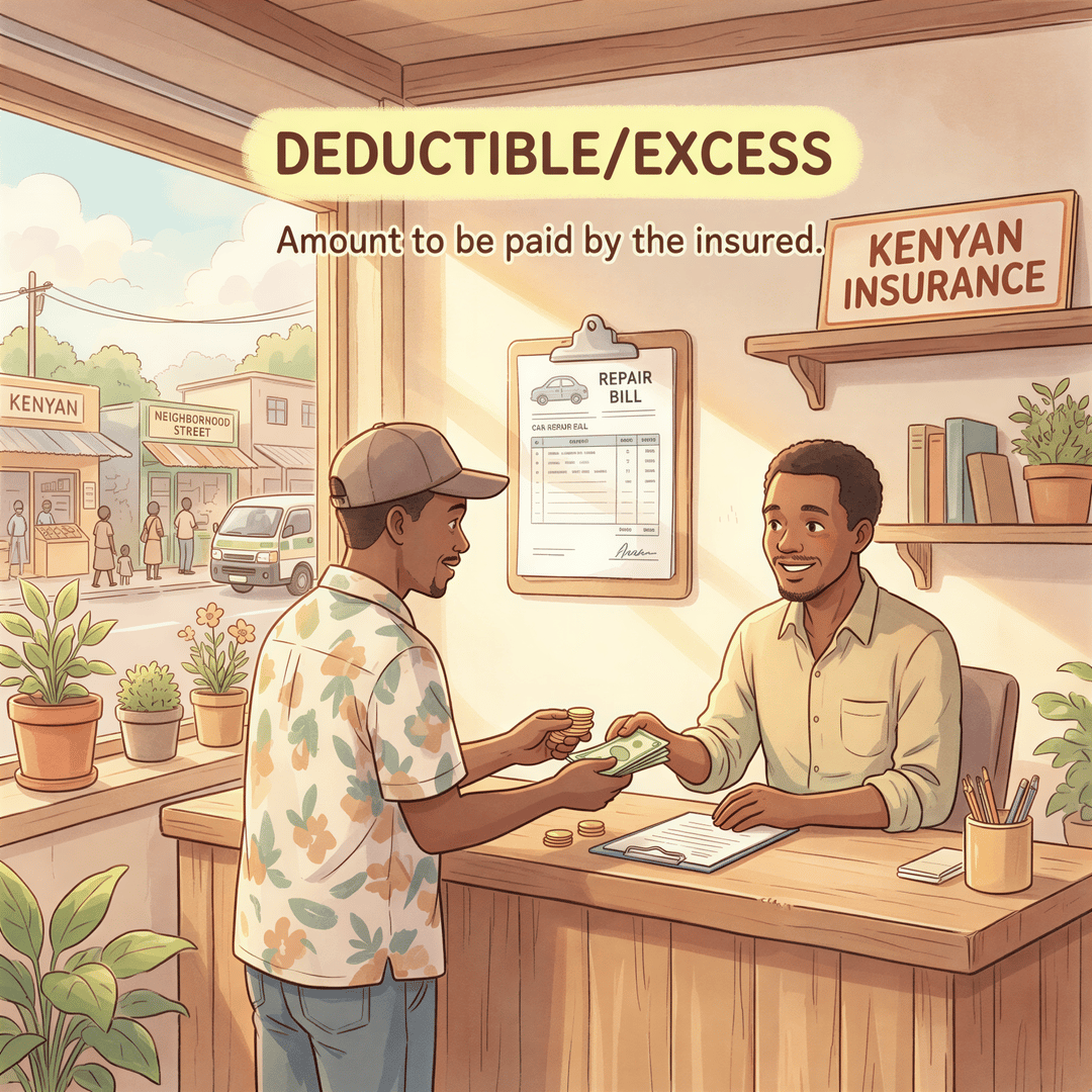 Understanding the deductible/excess with a relatable scene of paying a deductible after a car repair.